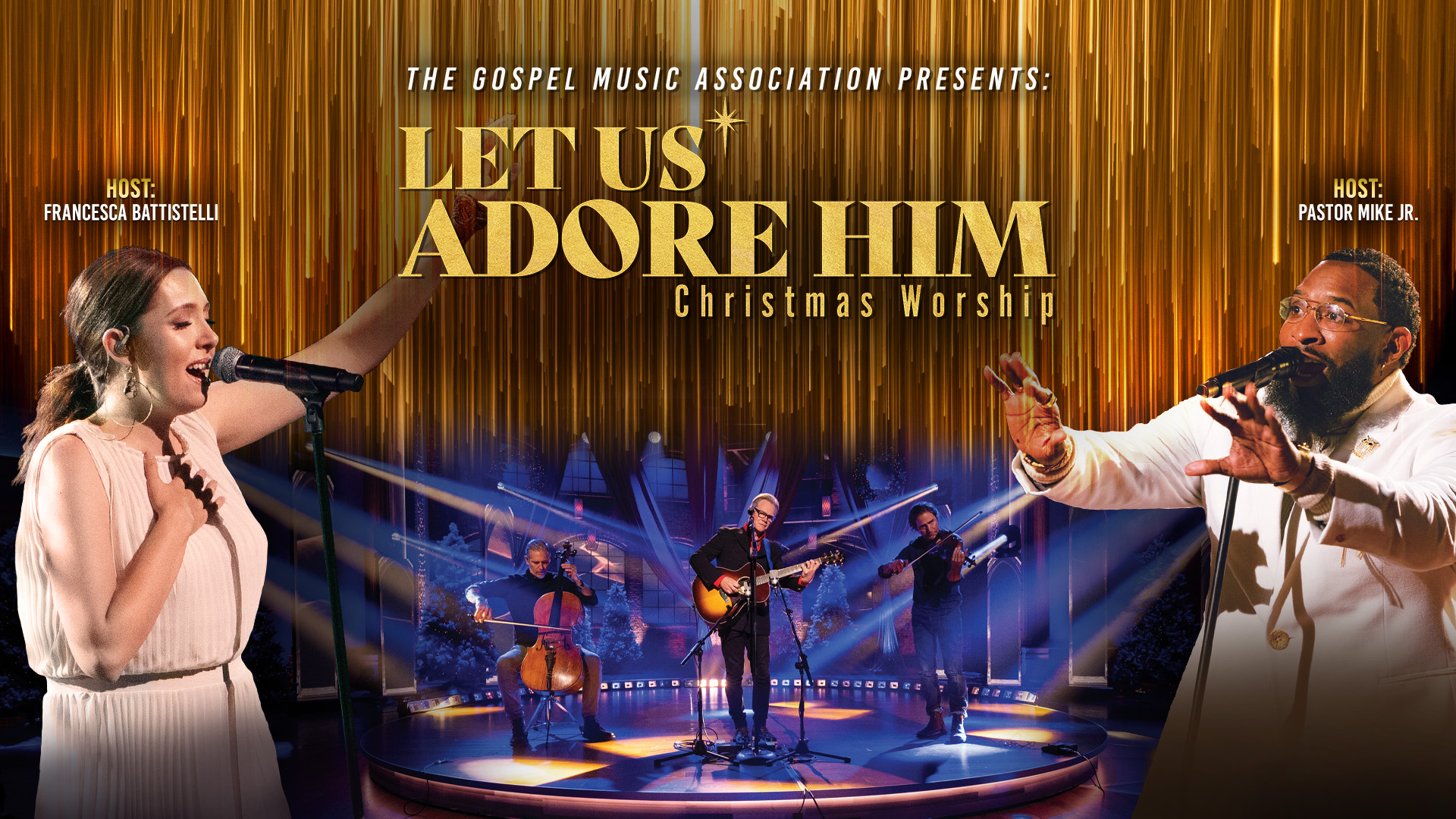 Artists performing Christmas worship music during the GMA Let Us Adore Him celebration
